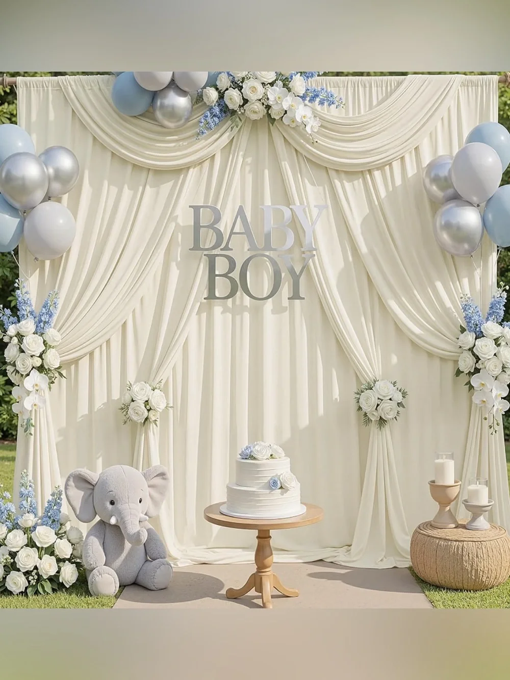 2 (set of 2) Cream, 1 (set of 2) Champagne 5’x10’ Draped Panels Event Backdrop